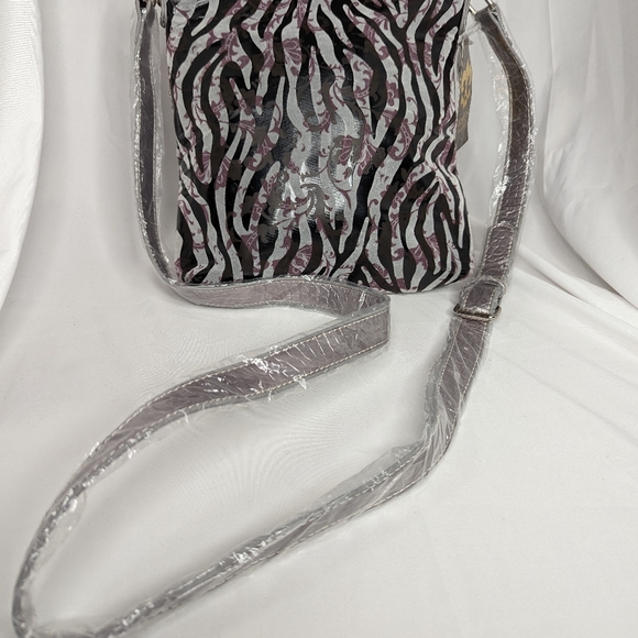 NWT HANANEL FLEUR DE LIS BLING ANIMAL PRINT CROSSBODY BAG - Picture 3 of 11